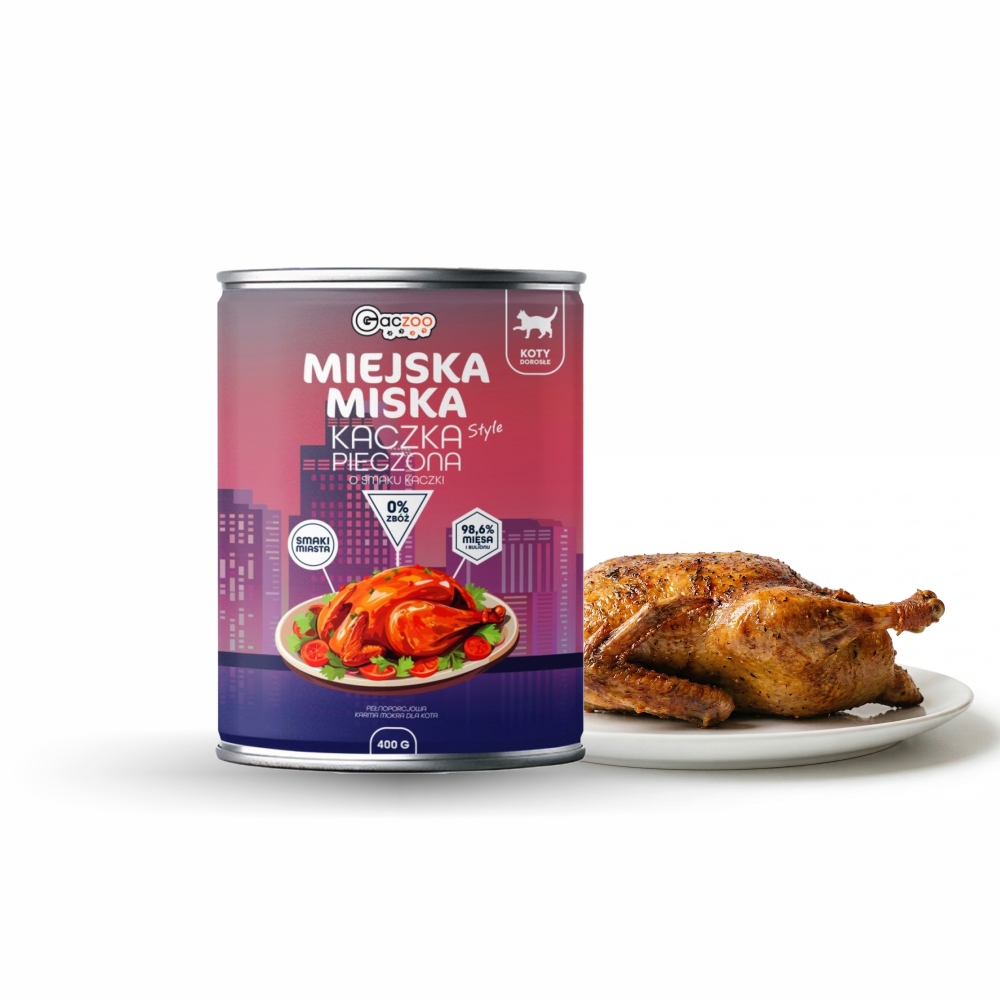 Gaczoo Miejska Miska karma mokra dla kota Kaczka pieczona Style 400g